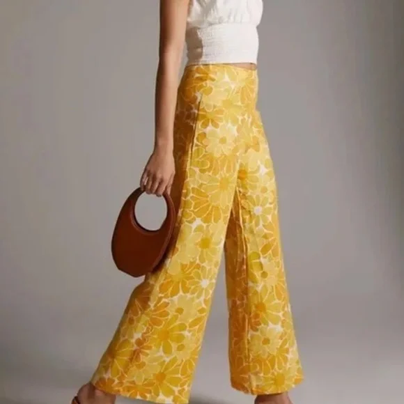 Anthropologie | Faithfull The Brand Ottavio Wide Leg Linen Pants | Size 6 - Picture 3 of 10